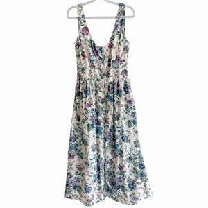 J Crew Floral Button Front 100% Cotton Poplin Dress English Garden Cottagecore